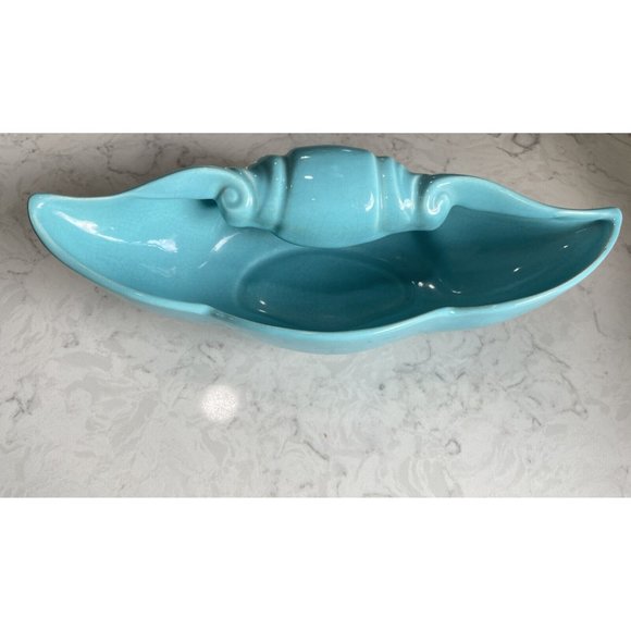 MCM California West Coast Pottery USA Turquoise Blue Aqua Dish / Bowl / Planter - Picture 2 of 8